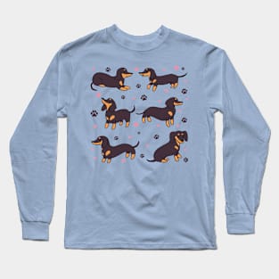 Cute dachshund dog illustration Long Sleeve T-Shirt